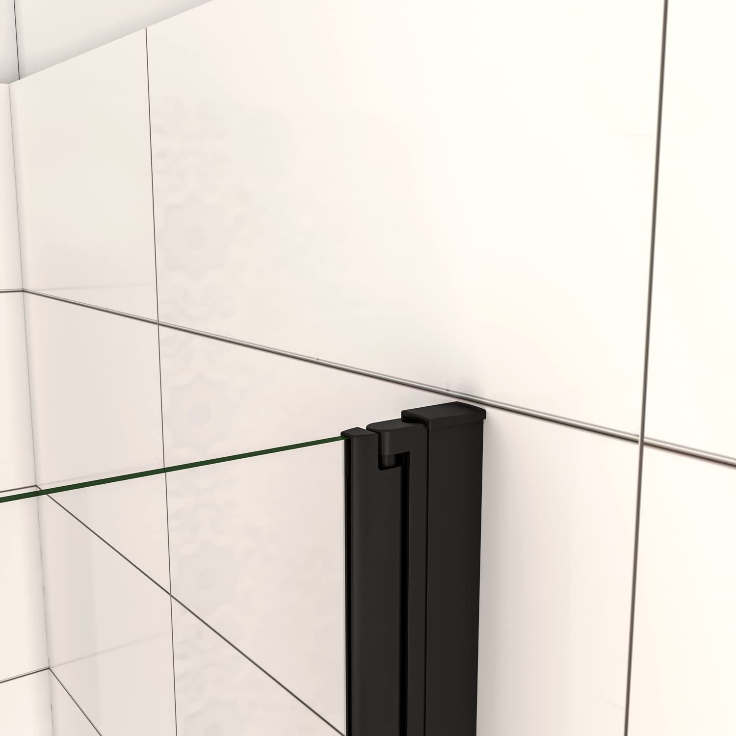 90x190cm Porta Doccia per Nicchia Apertura Battente Pieghevole in Vetro Temperato Trasparente 5 mm Anticalcare Telaio Nero Opaco