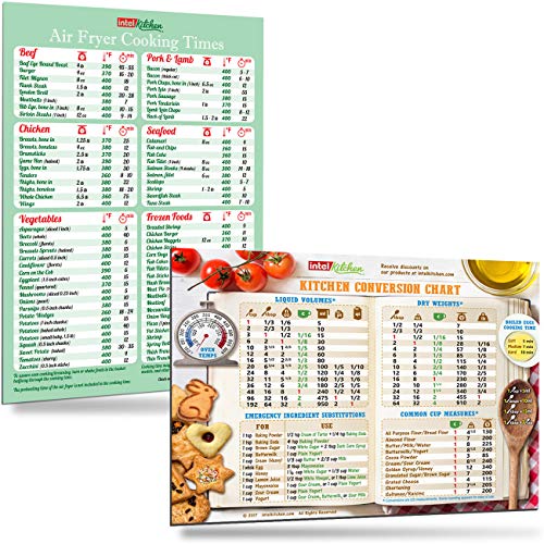 Cool Kitchen Gift Set: Green Air Fryer Cooking Times and Kitchen Conversion Chart Magnets 8