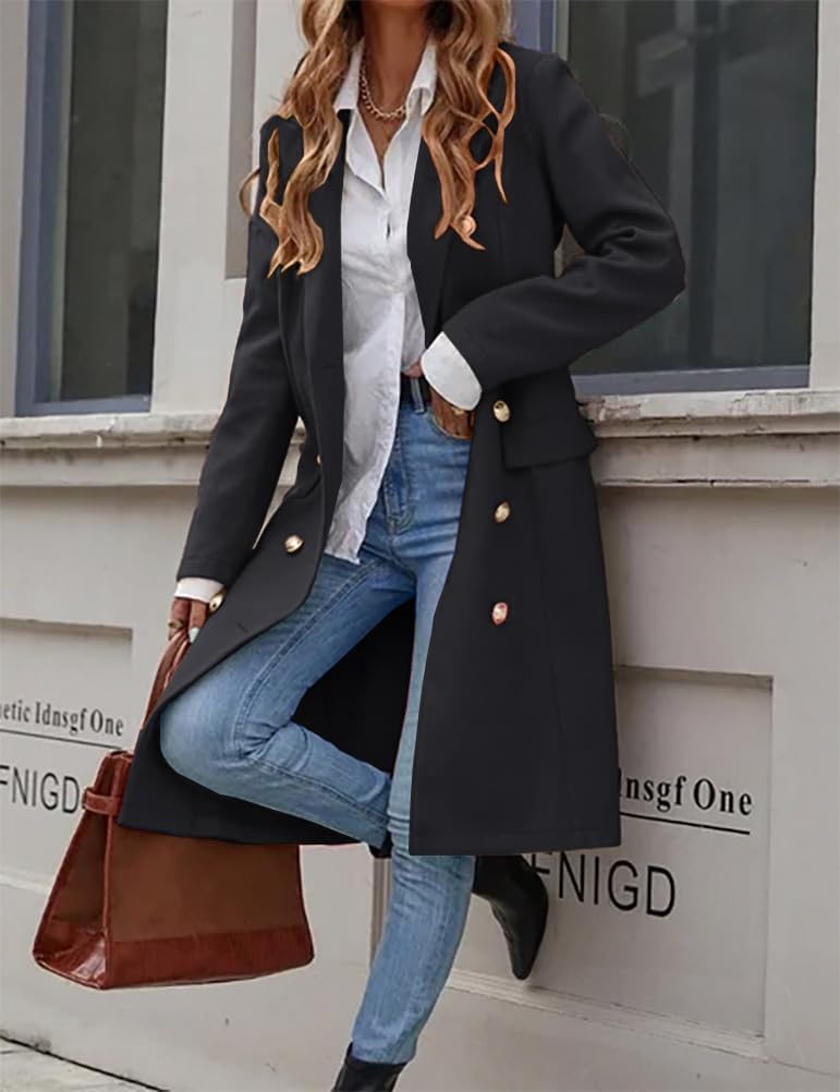 IDEALSANXUN Womens Long Wool Coat for Women Fall Winter Trench Coat Trendy Jackets - Image 4