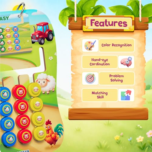 Image of Spartan Kids Fun Farm Coder Color Matching Board Game, Baby Toys Farm Animals Pattern Play, Montessori Learning Game for Boys, Kids Games Gift for 3 Year Boy