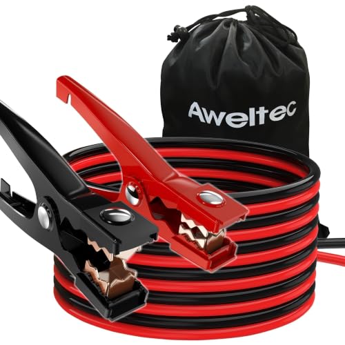 AWELTEC Jumper Cables for Car,8 Gauge 12 Feet Heavy Duty Booster Cable,Quick Connect Automotive Wires with Alligator Clamps,Carrying Bag for Cars Trucks