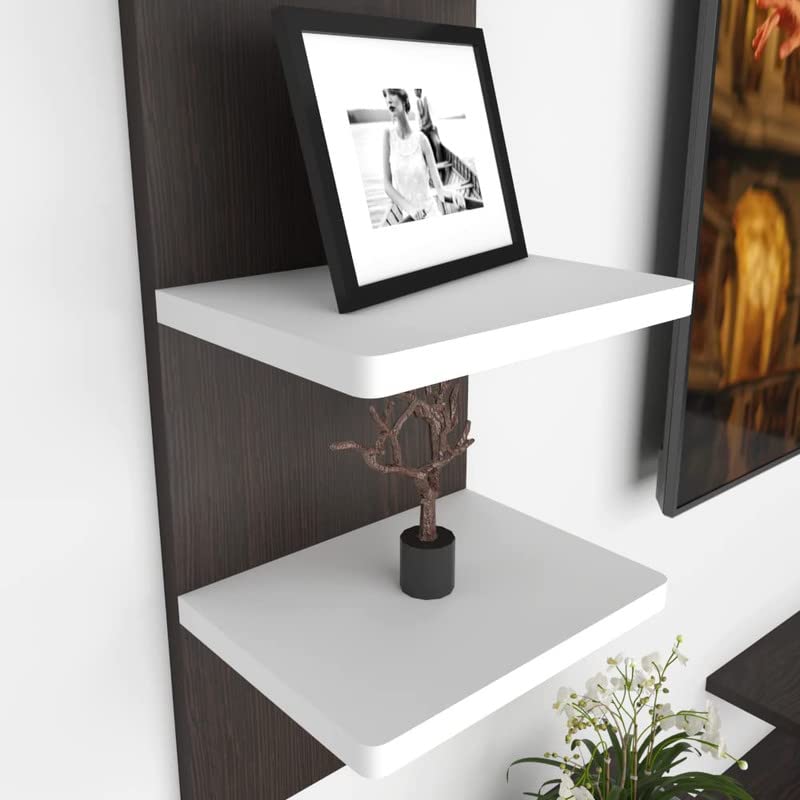 White Stack Tv Unit Wall Mounted Engineered Wood TV Unit, TV Cabinet for Wall, TV Stand for Wall, TV Stand Unit Wall Shelf for Living Room, Set Top Box Wall Display Rack Stand (Wenge/White) 4 51QlM8 448L