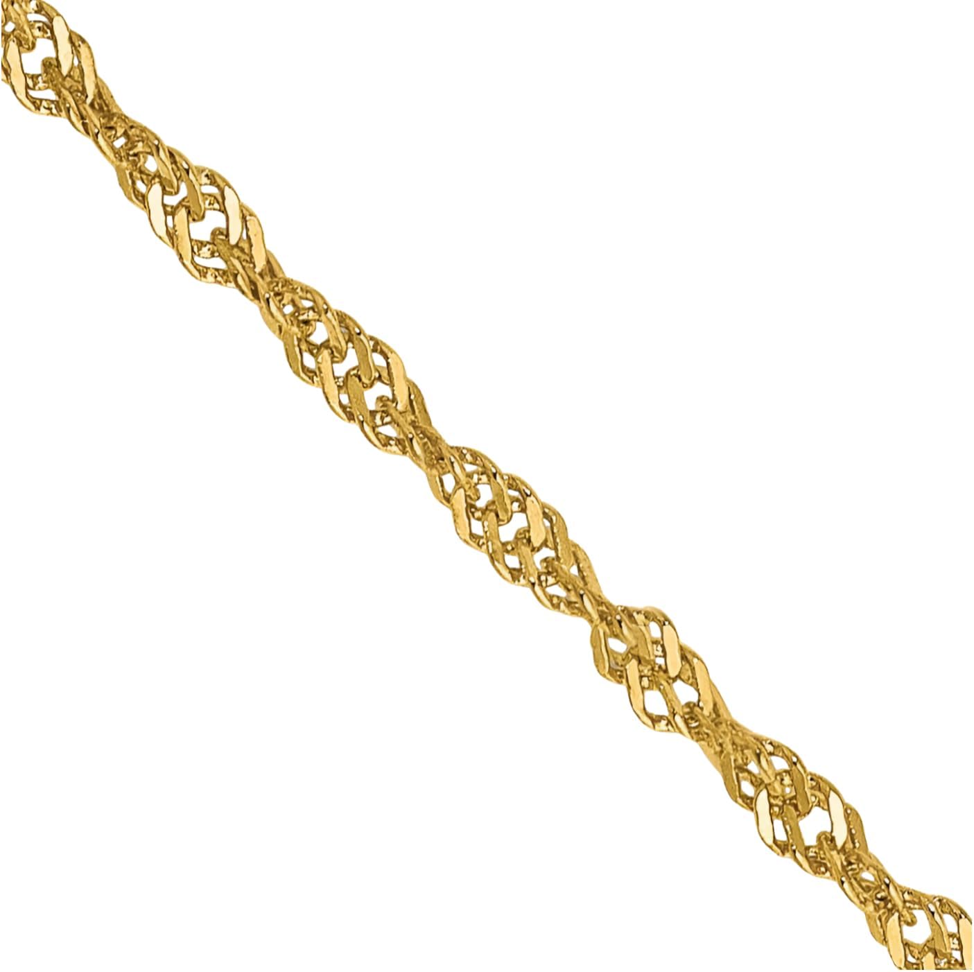 IceCarats 14K Solid Yellow Gold 1.4mm Dainty Singapore Chain Necklace Polished