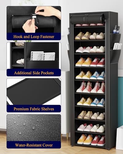 image for Kitsure Shoe Rack - 10-Tier Large Capacity Shoe Organizer Shelf with D