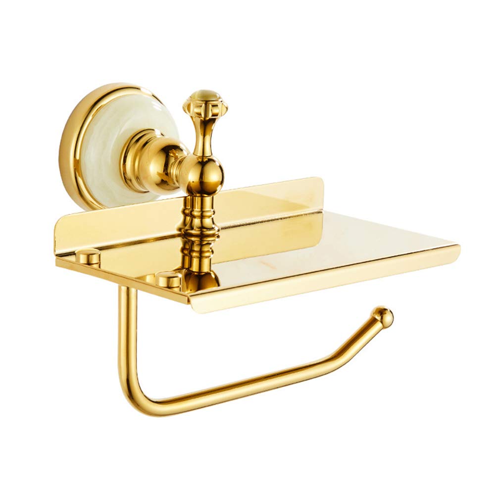 Europeo Di Porta Carta Igienica Muro D'ottone Montato Moderno Supporto Del Tessuto Rotolo Di Accessori Da Bagno Con Supporto Mensola Del Telefono Per L'hotel Bagno Camera Da Letto, L'oro,Sapphire