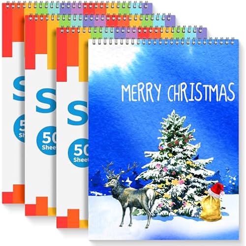 9" x 12" Sketch Book, 4-Pack 50 Sheets Spiral Bound Art Sketchbook Notebook