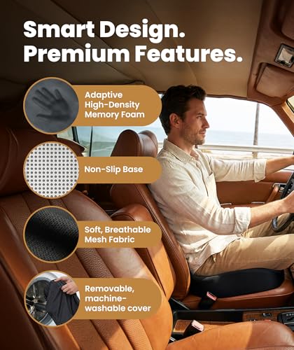 Everlasting Comfort Doctor Recommended Memory Foam Seat Cushion for Office Chairs & Car - Ergonomic Office Desk Accessories - Cushions for Tailbone Pain Relief, Sciatica (Black, XX-Large) - Thumbnail 4
