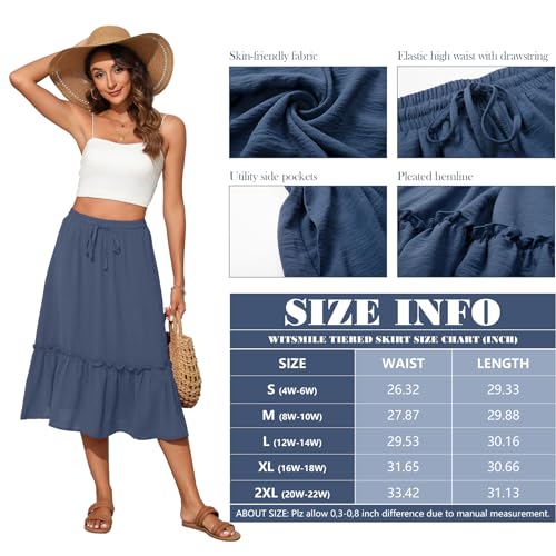Image of Witsmile High Waist Tiered Skirts for Women Flowy Skirts for Women Long Length with Pockets 2026 Fashion Trendy