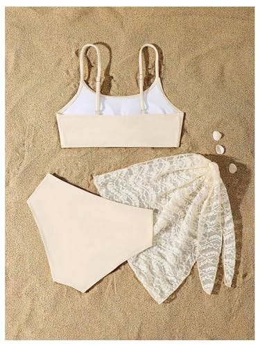 Floerns Girl's 3 Piece Swimsuits Spaghetti Strap Bikini Sets with Cover Up Skirts2