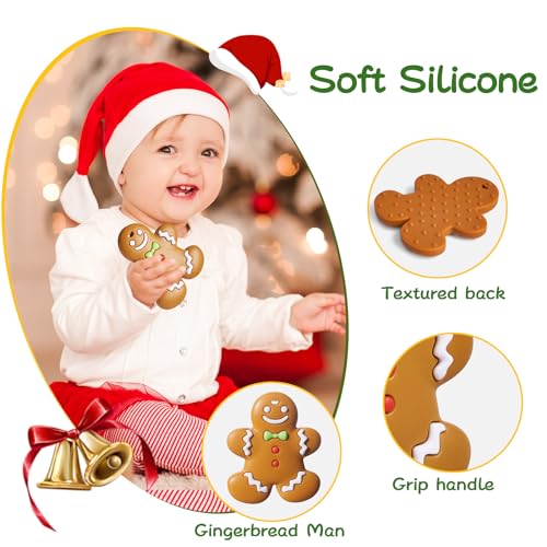 Image of NCVI Teether, Baby Teething Toys for 0-6 6-12 Months, My First Silicone Chew Toys, First Gifts for Baby Boys and Girls, Ideal Toddlers Stocking Stuffer, Gingerbread Man
