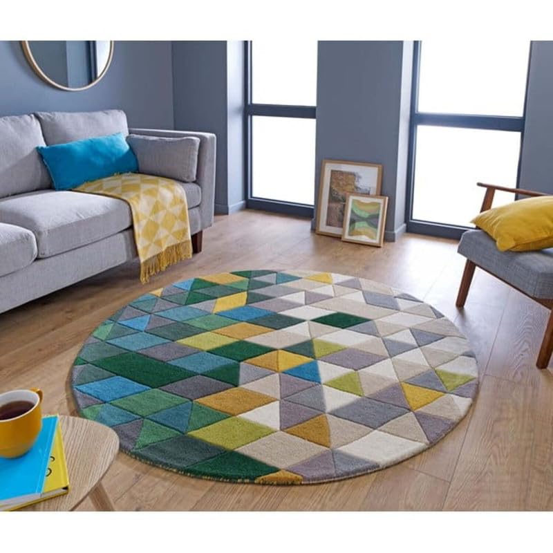 Image of Handmade Pure Woollen Carpet Collection for Hall with 1.0 inch inch Thickness 6 X 6 Feet - Round Multi TDR