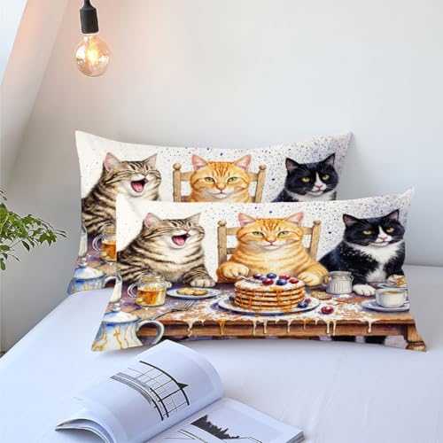 Couette 220x240 cm au poids ideal de 2.4kg avec motif chat gourmand - 5