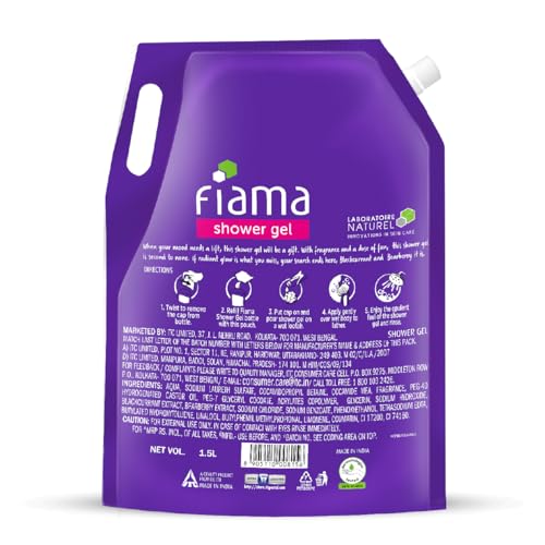 Fiama Body Wash Shower Gel Blackcurrant & Bearberry, 1.5L Bodywash Refill Value Pouch for Women & Men with Skin Conditioners for Radiant Glow, Skin Friendly pH, Suitable for All... - Image 5