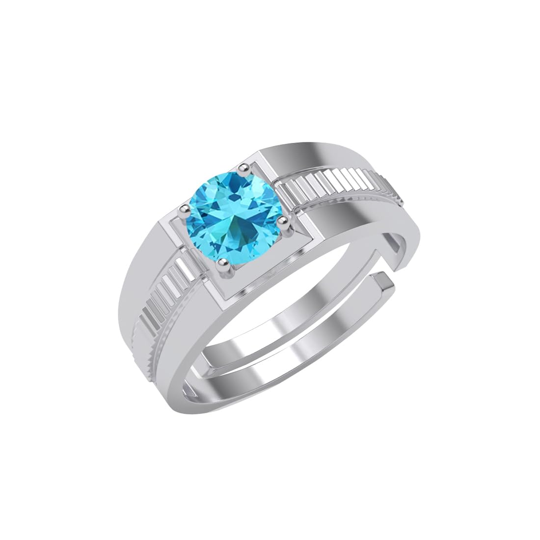 Clara Pure 925 Sterling Silver Blue Solitaire Men Ring |Size Adjustable, Platinum Plated, Swiss Zirconia | Gift for Men & Boys (B0D9RW3FP9) Amazon Price History, Amazon Price Tracker