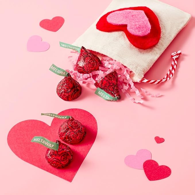 Meltaway Kisses, 2lb Pack of Chocolate Roses Individually Wrapped Bulk, Ideal Valentine Kisss for Valentine's Day Surprises, Perfect Valentines Chocolates for Romantic Gifts