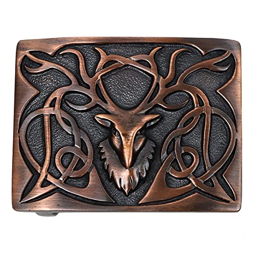 The Celtic Croft Stags Head Bronze Kilt Belt Buckle - Made in Scotland