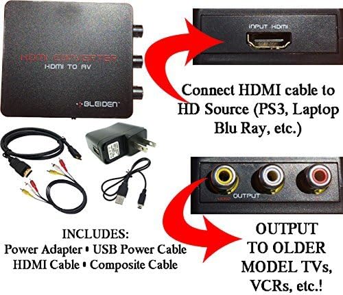 HDMI to Composite AV Converter for Laptop, Blu-Ray, NVIDIA Shield Android TV, PS4, PS3 and Other HDMI Devices - Use with Old TVs That do not Have HDMI Input