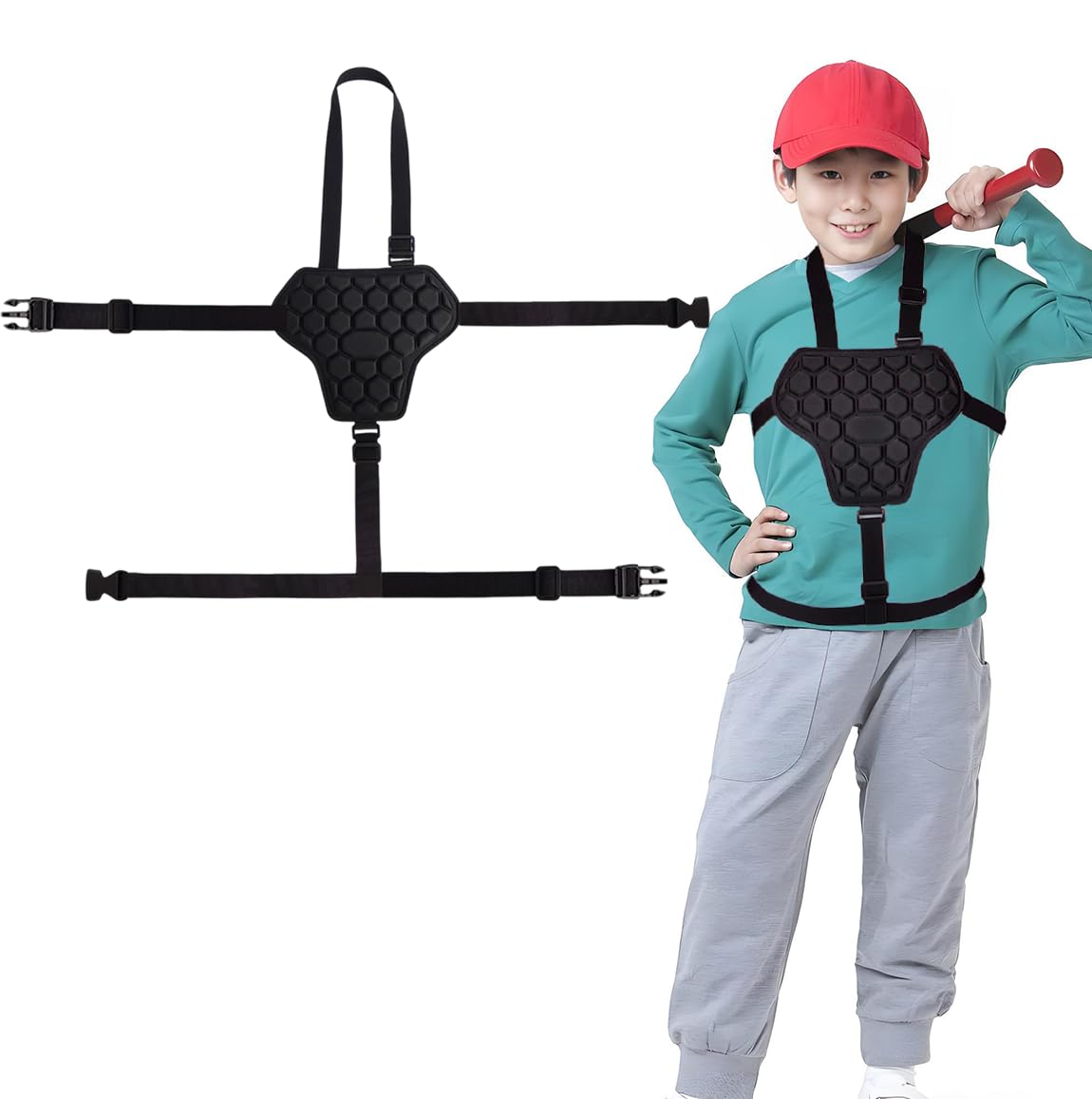 Baseball Chest Protector,Youth-Heart Sternum Guard with Buckle Straps,Portable Football Baseball Padded Heart Sternum Guard for Boys&Girls