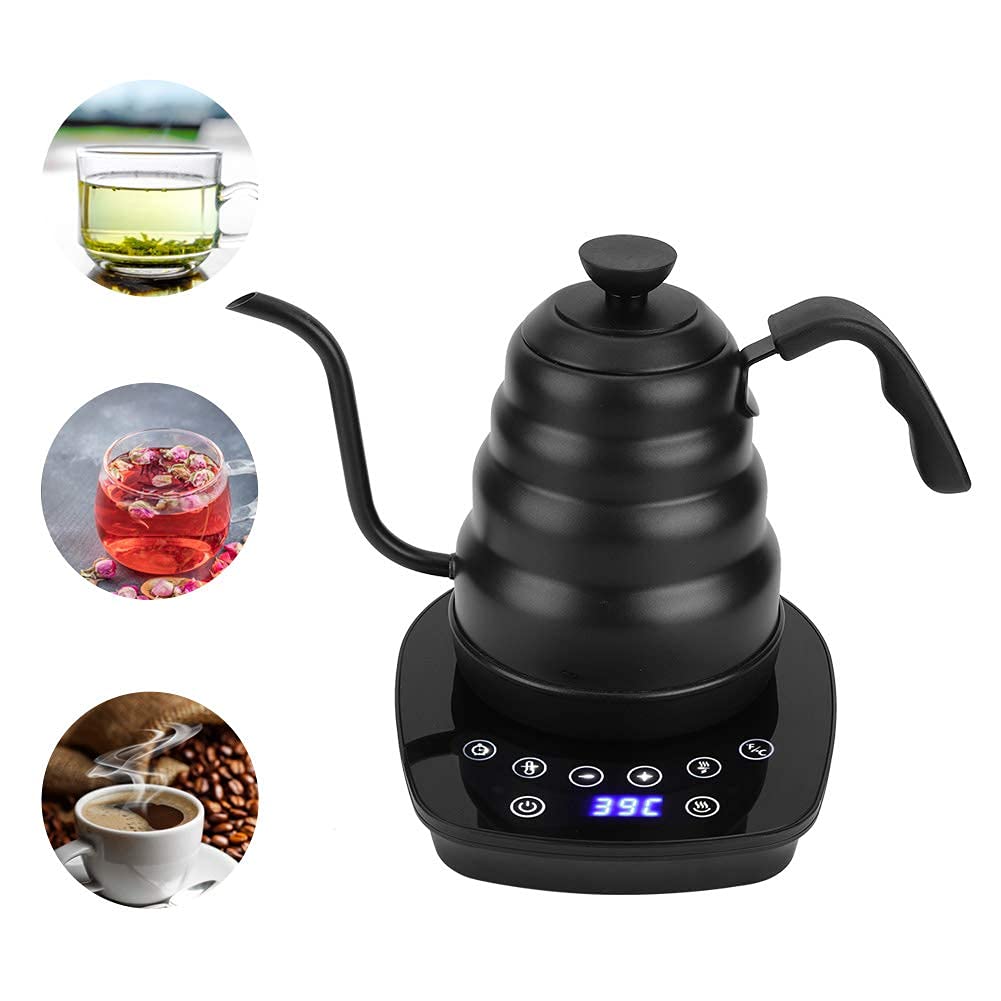 Tetera eléctrica para café y té con pantalla de visualización Control de temperatura variable Teteras negras Servidores de café