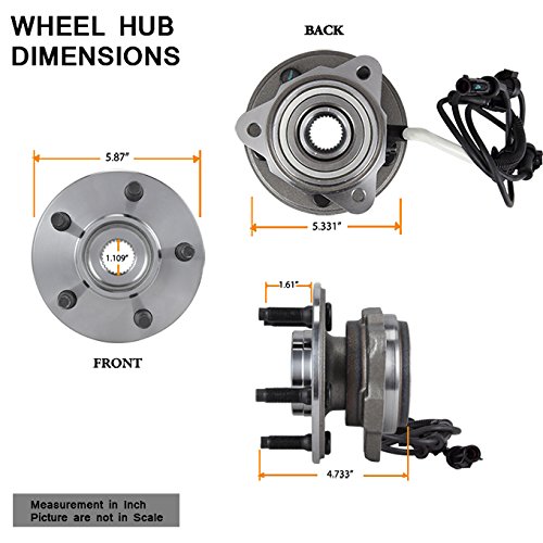 AKKON - for 1995-01 Ford Explorer | 1997-01 Mountaineer Set of 2 Front Wheel Hub & Bearing + ABS & Lugs 515003