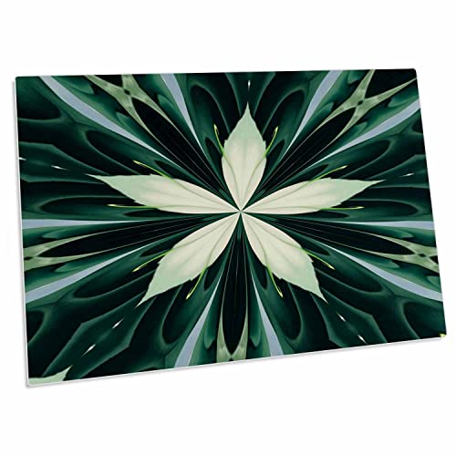 3dRose White Leaves in A Green Forest Kaleidoscope