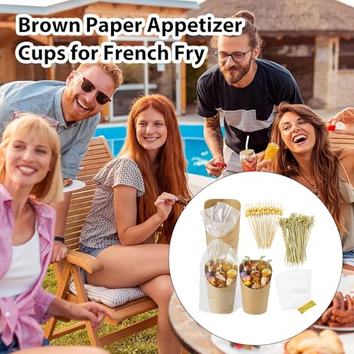 Verres à charcuterie en papier Kraft avec sac pop-corn écologique x50