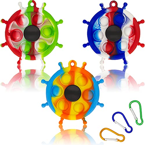 Simple Dimple Fidget Spinners Toys, Fidget Pop Keychain 3 Pack, Tie Dye Push Popper Fidget Pack Unique Gadget Fidget Spinners Toys for ADHD Anxiety Gift, Stress Relief Finger Toy for Kids (3 Pack)