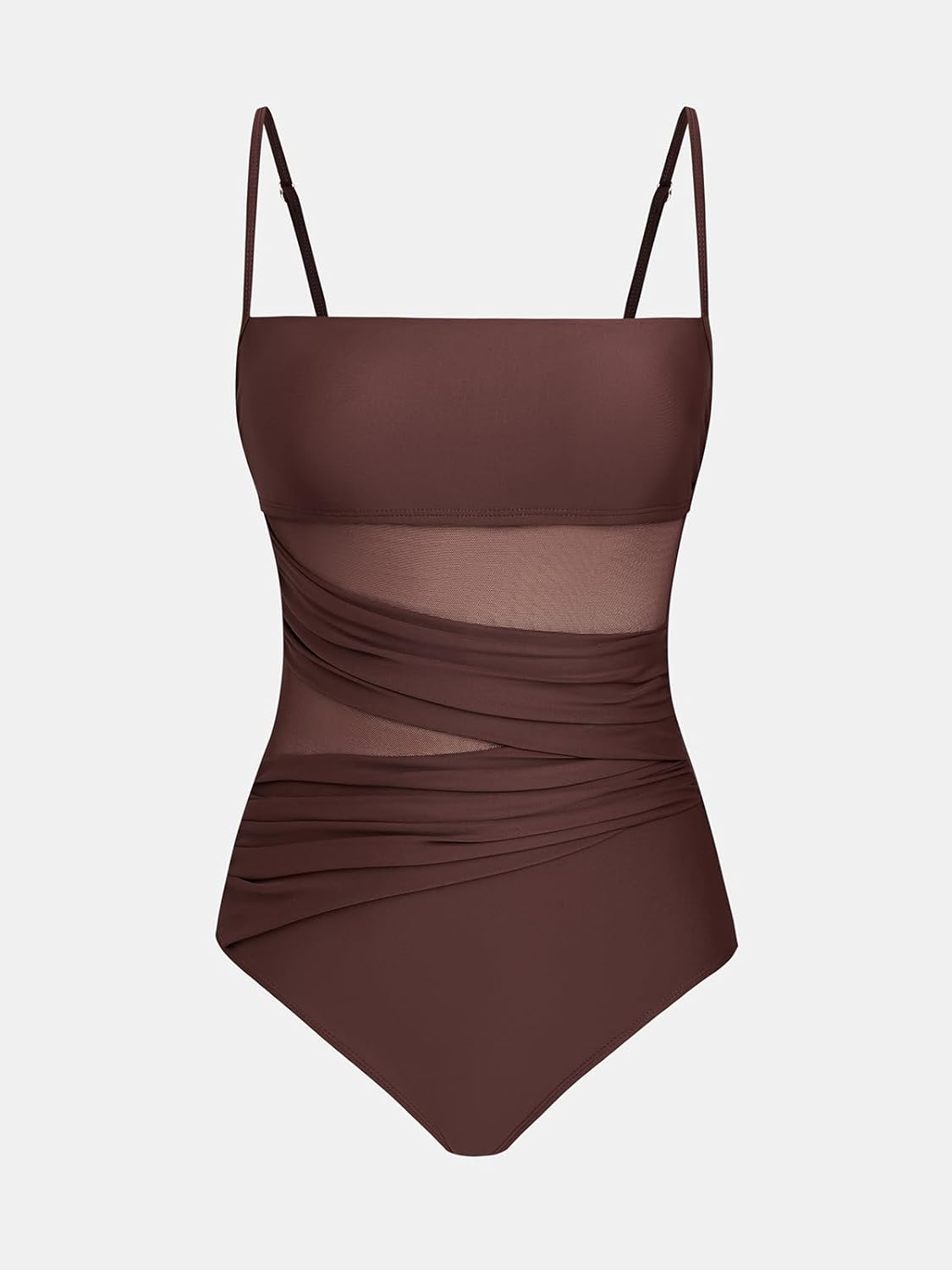 CUPSHE Women's One Piece Swimsuit Square Neck Adjustable Straps Bathing Suit Mesh Tummy Control Slimming Swimwear