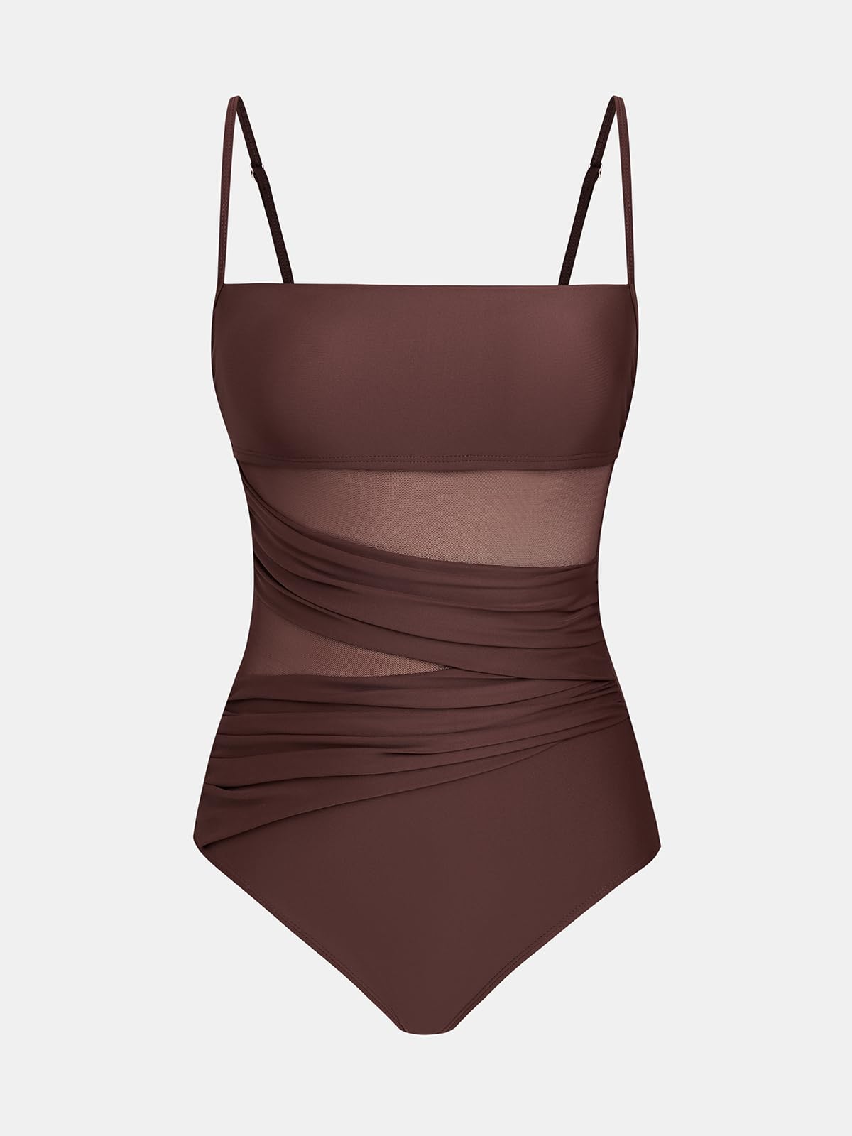 CUPSHE Badeanzug Damen Bauchweg Mesh Figurformend Bademode | Quadratischer Ausschnitt,Verstellbare Träger,Bequeme Passform, Mittlere Bedeckung, Für Strand und Pool