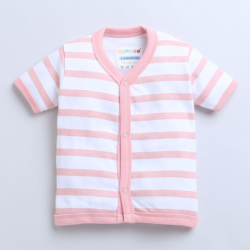 Image of BUMZEE Baby Girls Regular Fit Half Sleeves V-Neck Cotton Jablas,Pack of 3