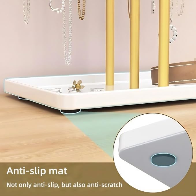 Miniatura 4 de Organizador de joyas de 3 niveles, soporte de exhibición de collares, torre de joyería ajustable en altura para todos los aretes, pulseras, relojes,