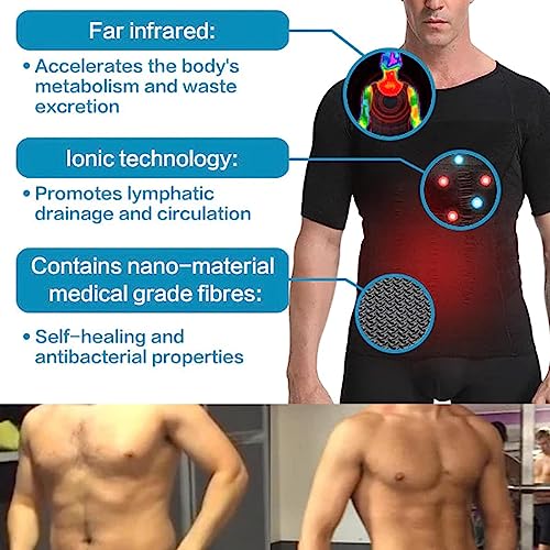 Manshape Ion Slimming and Shaping Undershirt, camisa de compressão masculina manga curta seca, colet