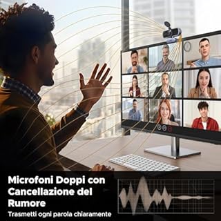 UGREEN Webcam 4K 30FPS Ultra HD Webcam USB per computer Messa a fuoco fissa Plug and Play per Windows MacOS Linux Streaming Youtube Skype Call Video Zoom Video Conferenze