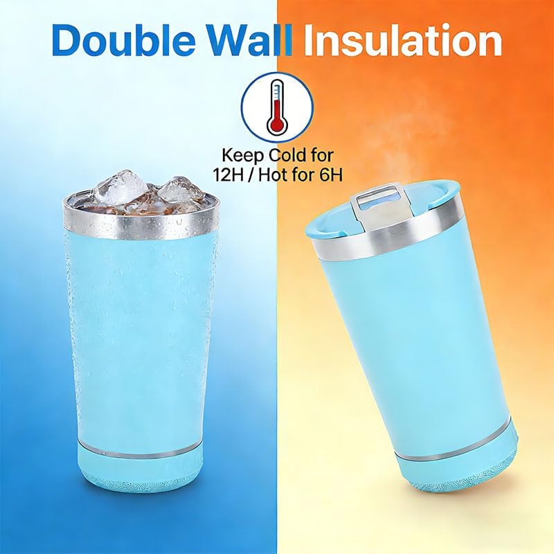 Blue Tumbler Insulated Stainless Steel Travel Cup with Lid,Cute Tumbler Cup,Stainless Steel Tumbler for Gym, Office, Travel - Image 3