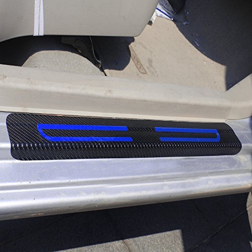 Muchkey 4Pcs Vinyl Car Door Sill Guard Protector Film For Subaru Xv Crosstrek 2013-2018 Door Sill Lining Scuff Plate Cover Trims Blue #TOP1