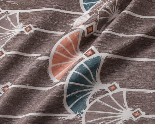 Image of Fitted Bedsheet Brown Multicolor Geometric Fan Print Glace Cotton 210 TC |Queen Size for Double Bed Fits 5 x 6.5 ft Mattress (60 x 78 Inch) | All Around Elastic | 2 Pillow Covers | 10 Inch Deep Pocket