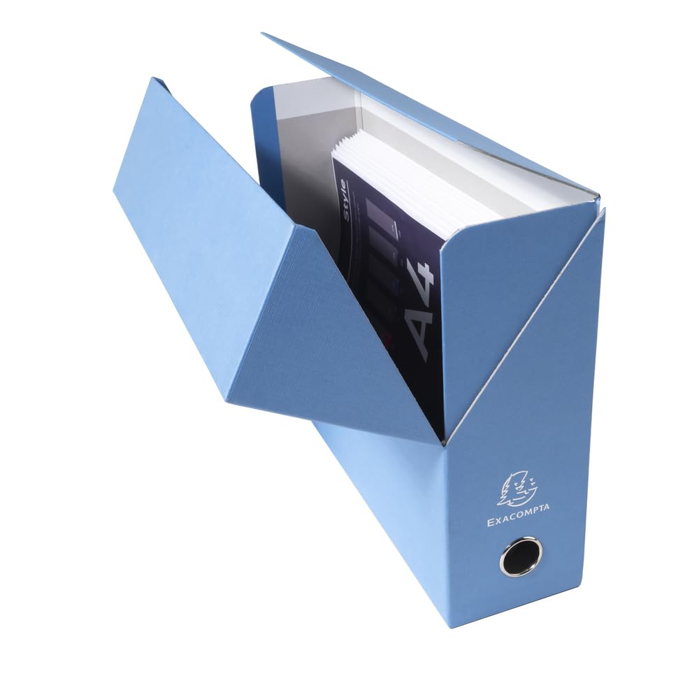 Exacompta 5 Scatole Transfer Carta Effetto Tela A4 Dorso 90 mm Blu Chiaro