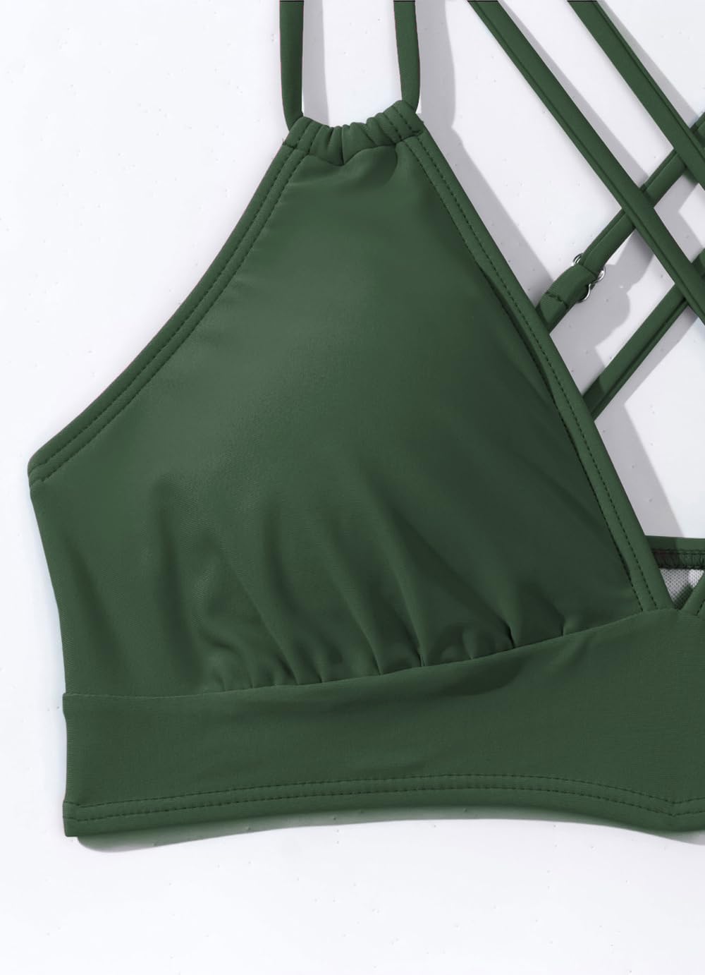 Tainehs Women's Push Up V Neck Bikini Sets Criss Cross Back Two Piece Bathing Suit - Image 5