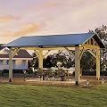 Raysfung 13' x 15' Wood Gazebo, Outdoor Hardtop Gazebo with Galvanized Steel Roof, Cedar Wooden Frame Gazebo for Garden, Patio, Deck