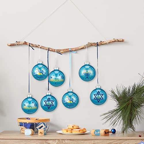 2.76 Inch Hanukkah Ball Ornaments Jewish Christmas Decorations 12 Pcs Blue Menorah Hanging Tree Ball Set For Home Hanukkah Christmas Holiday Chanukah Party Supplies #TOP6