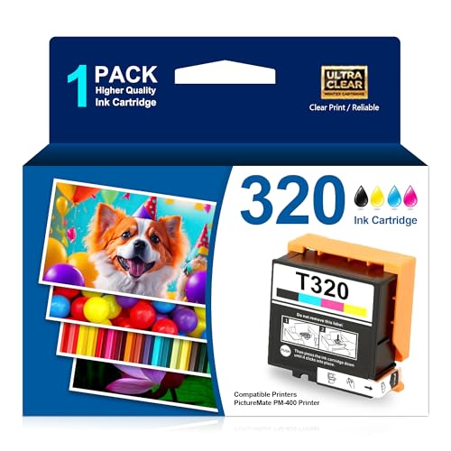 Image of High Yield 320 Ink Cartridge T320 Ink Remanufactured Compatible with PictureMate PM-400 Printer PM 400 Photo Printer Ink(1PK,BKCMY)