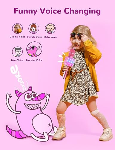 Image of Amazmic Toys for Girls, Kids Karaoke Microphone Toddler Microphone for Kids with Lights, Birthday Gift for Girls, Boys Toy Age 3 4 5 6 7 8 9 10-14+(Pinkcolor)