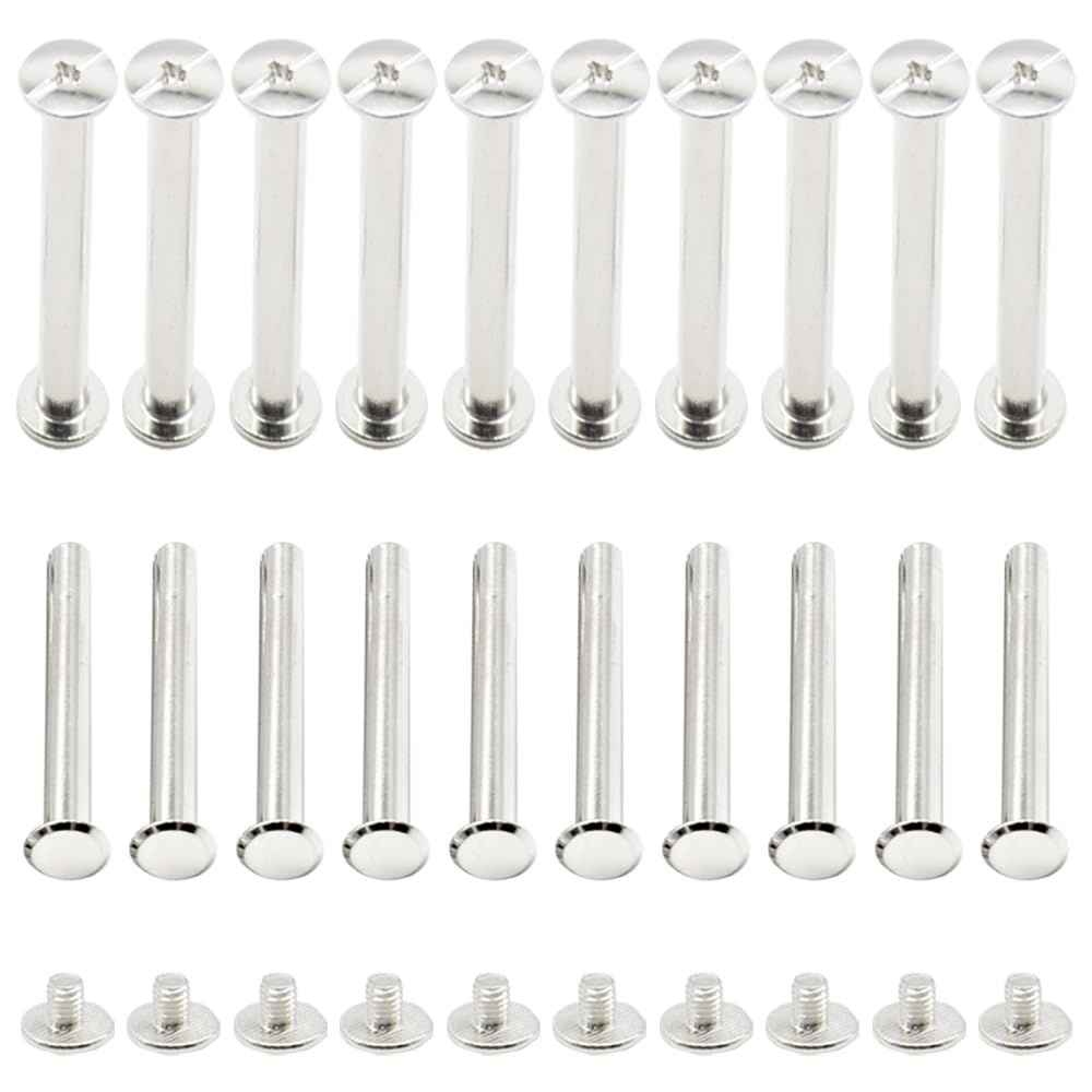 CEEYSEE 50Stück(25Set) Buchschrauben Set M5 X 45mm Metall-Rundkopf Buchschrauben Für Leder Dekoration, Bookbinding, DIY (M5X45mm)