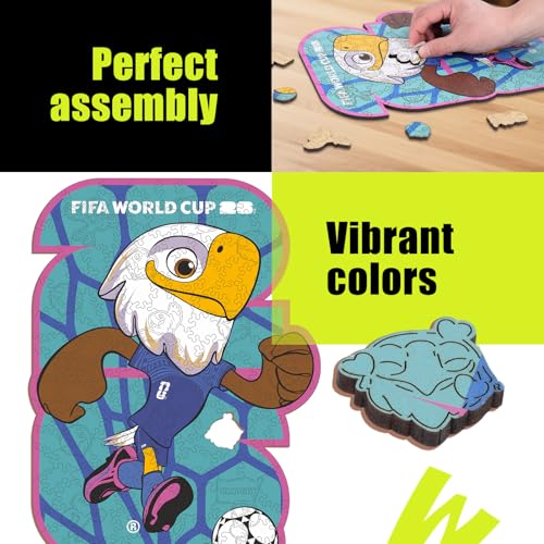 Image of FIFA World Cup 2026 Wooden Puzzles for Kids & Adults,USA masco temblem150 Pieces, Unique Shape Jigsaw Puzzle, 5MM Thick, Officially Licensed Product