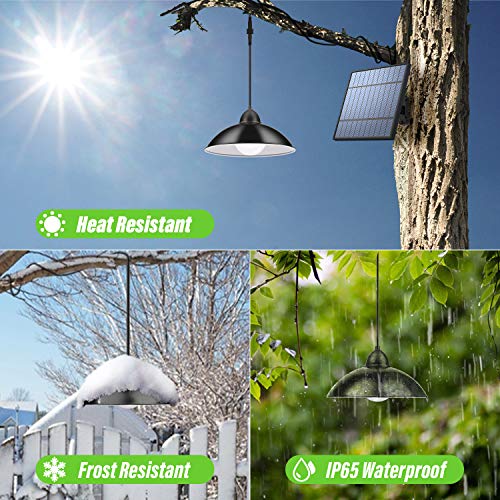 2 Pack Solar Lights Outdoor, Cord LED Solar Shed Lights 32.8FT, Remote Control Pendant Lamp with Adjustable Solar Panel, IP65 Waterproof for Indoor Home Decor Garden Patio Yard-Daylight White - Image 5