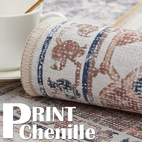 TOPICK Door mat Washable 60x90cm Light Red Entryway Doormat Indoor Floral Print Small Rug Thin Lightweight Non Slip Carpet for Kitchen Bathroom - Image 3