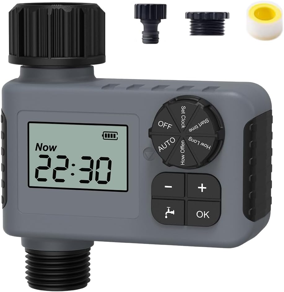 HASTHIP® Outdoor Drip Irrigation Sprinkler Timer - Drip Irrigation System for Garden - Hose Timers for Watering - Waterproof Digital Irrigation Timer - Automatic Watering - for Yard, Lawns, Pool