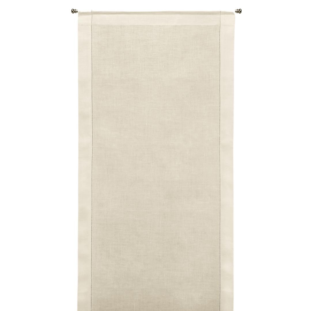Cuore di lino - Cortina de Cristal de Puro Lino 100% Made in Italy Ajour Blanco Crema (60 x 160 cm)