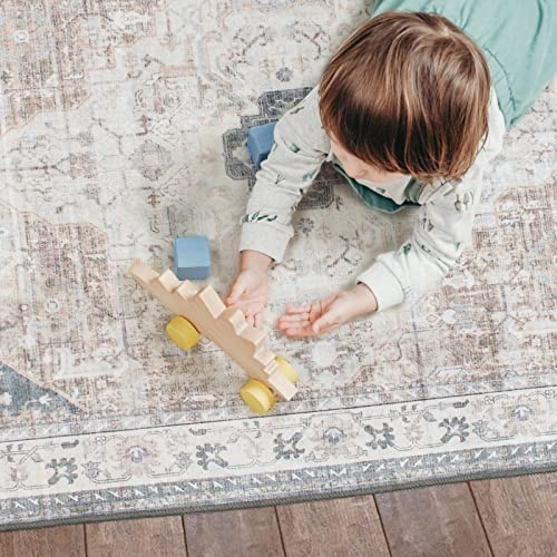Bayieiui Gray Machine Washable Area Rugs 8X10 For Living Room With Anti Slip Backing Non Shedding Stain Resistant Soft Vintage Solid Area Rugs Boho For Home Decor Indoor #TOP6