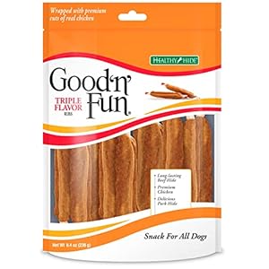 Good ’n’ Fun Triple Flavor Ribs, Rawhide Snack for All Dogs